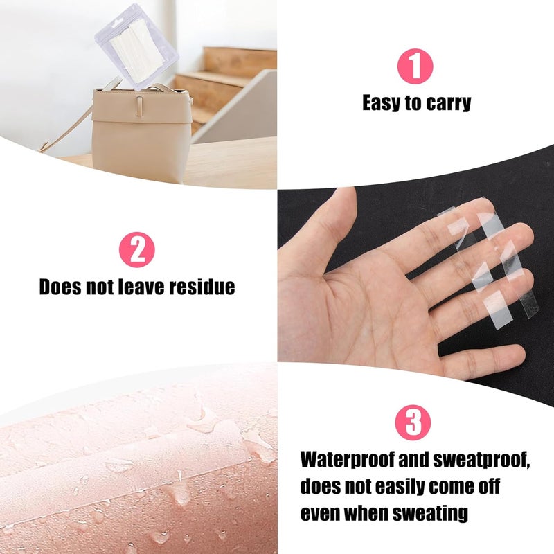 CARGEN Clothes Tape Double Sided Body Tape for Women Body Anti-Exposure Stickers for Clothes to Stay in Place, for Strapless Dresses, 100PCS, 75 x 12 mm / 3" x 0.47" - Image 4